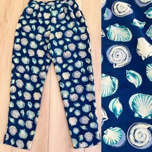 Vintage Bushwacker USA Seashell Print High-Waisted Trousers Vtg 8 Modern 4 Small
